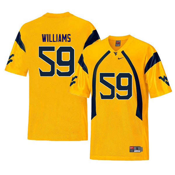 Men #59 Luke Williams West Virginia Mountaineers Retro College Football Jerseys Sale-Yellow